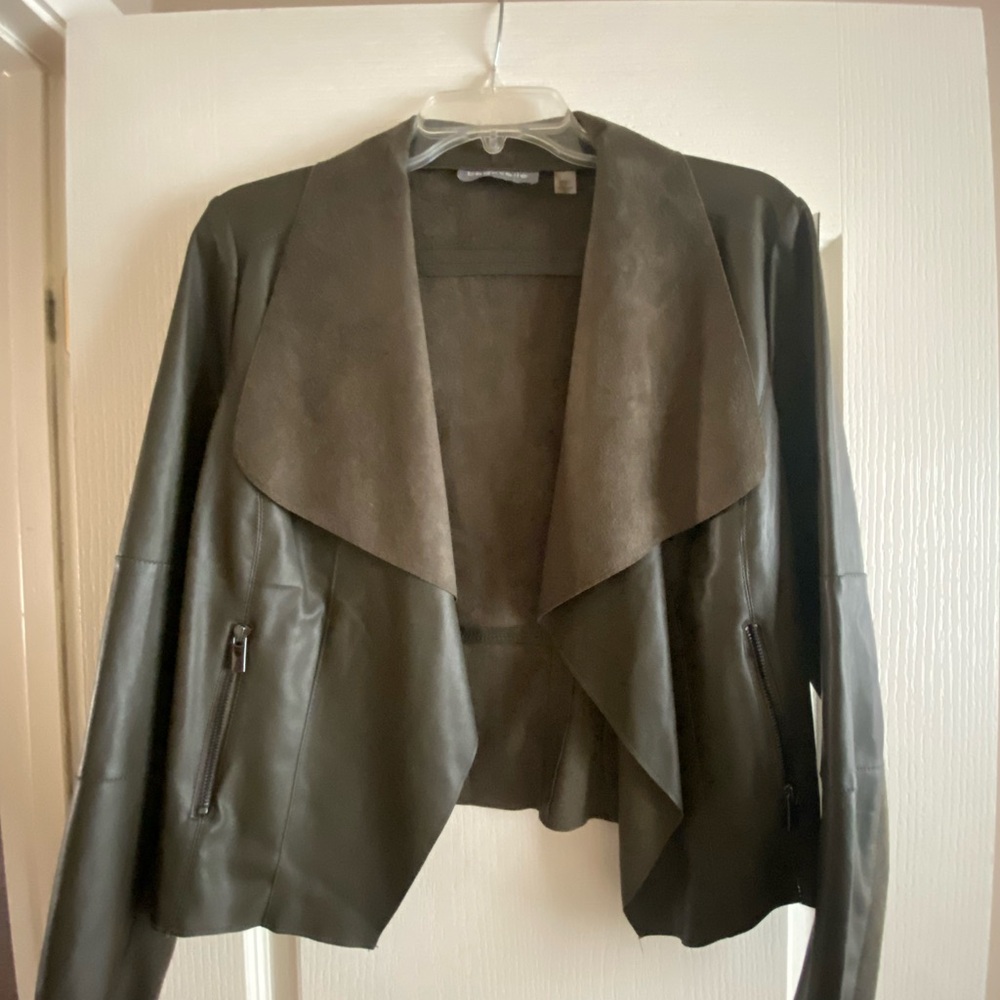 Women's Olive Faux Leather Jacket
